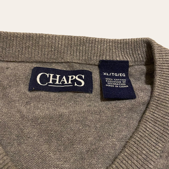 Chaps Men’s Charcoal Gray Knit Sweater - Picture 3 of 4